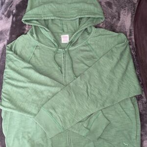 NWOT- Victoria's Secret Full-Zip Light Weight Green Hoodie